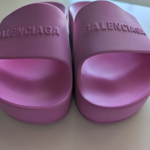 Balenciaga Pink Chunky Rubber Slides - Picture 7 of 9
